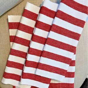 NEW S4 Pottery Barn Tabletop RED Raney Bold Striped Cotton Placemats Wide Stripe